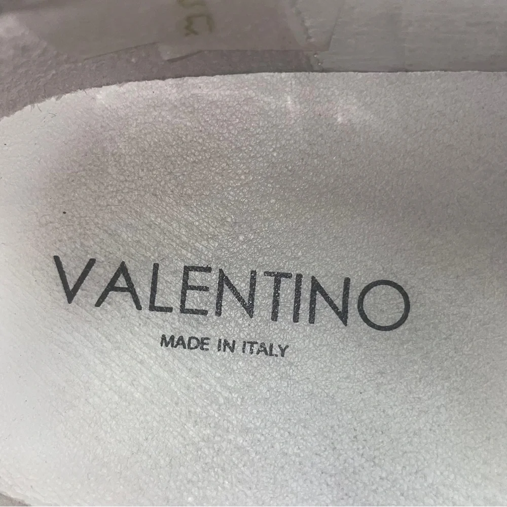 Valentino by Mario Valentino Ronald Logo Leather Sneakers White Sliver Men’s 12
